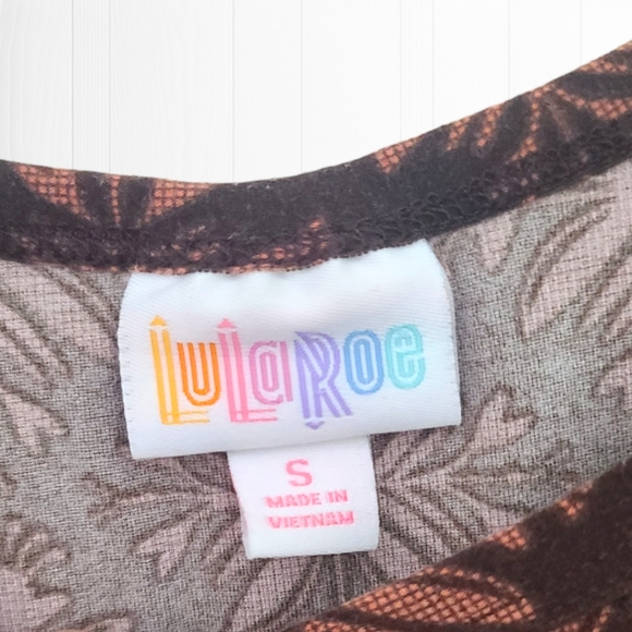 LuLaRoe Women's Carly High Low Brown Print Short Sleeve T-shirt Dress Size Small - Picture 5 of 6